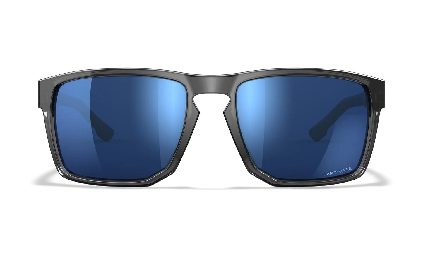 WX FOUNDER Lenses: CAPTIVATE™ Polarized blue Mirror, Frame: gloss crystal grey