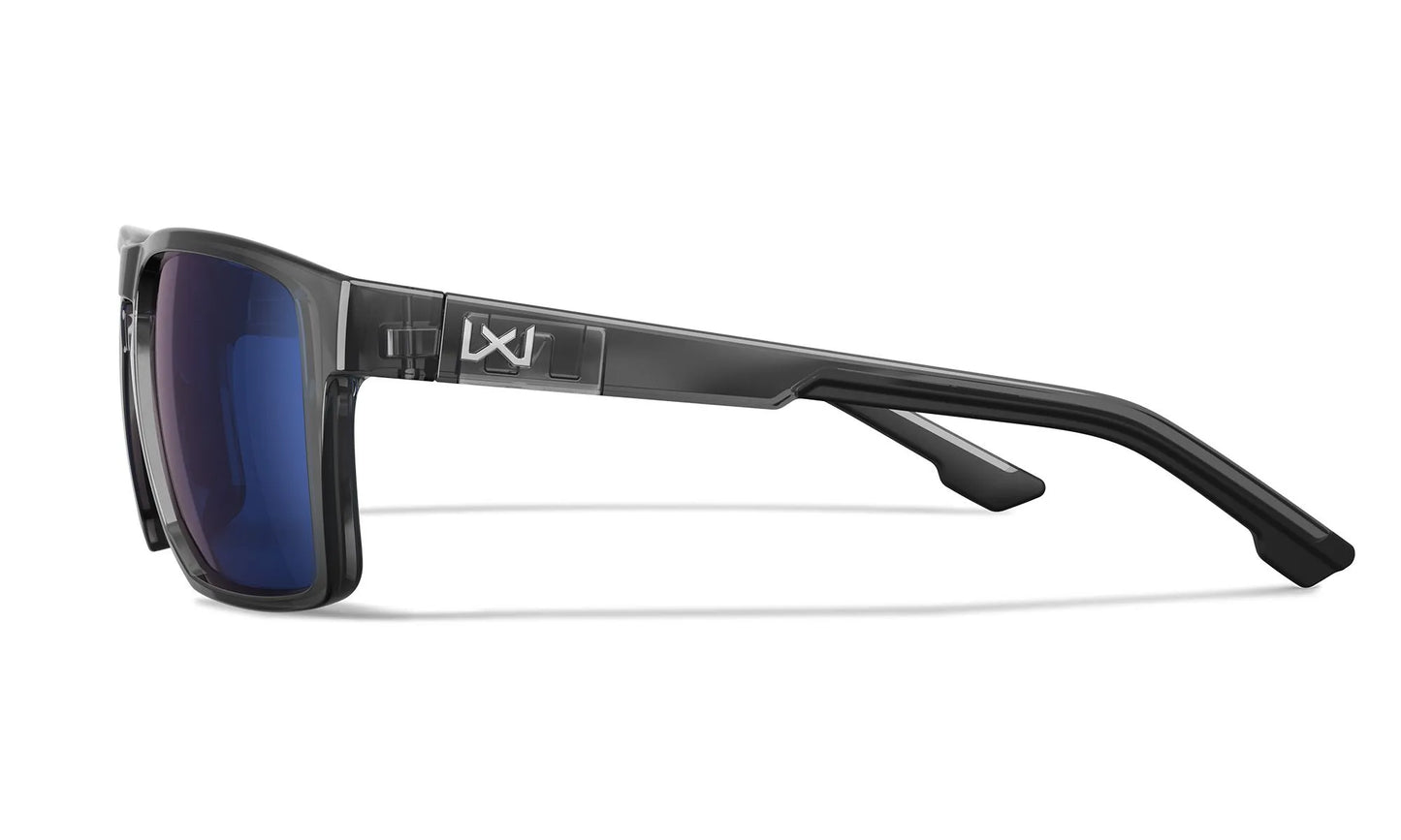 WX FOUNDER Lenses: CAPTIVATE™ Polarized blue Mirror, Frame: gloss crystal grey