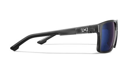 WX FOUNDER Lenses: CAPTIVATE™ Polarized blue Mirror, Frame: gloss crystal grey