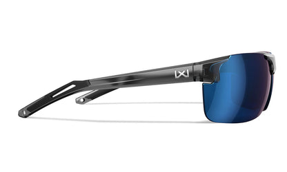 WX PRIME Lenses: CAPTIVATE™ Polarized blue Mirror, Frame: gloss crystal grey