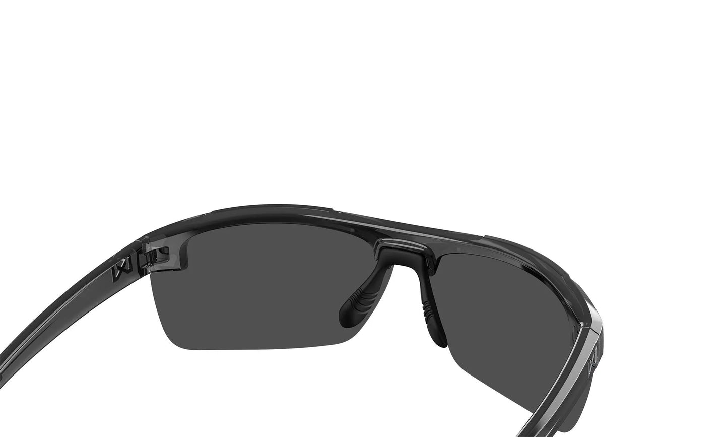 WX PRIME Lenses: CAPTIVATE™ Polarized blue Mirror, Frame: gloss crystal grey